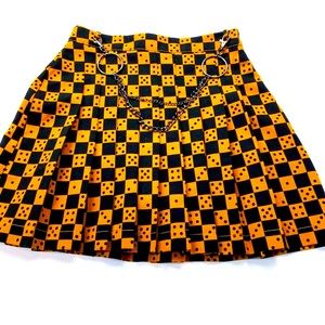 Urban Outfitters Orange/Black Pleated Skirt with Chain Belt Size XS